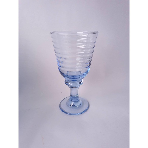 Vintage Libbey Ice Blue Water Glasses Set of 5 Swirl Pattern (shelf) - Picture 2 of 3